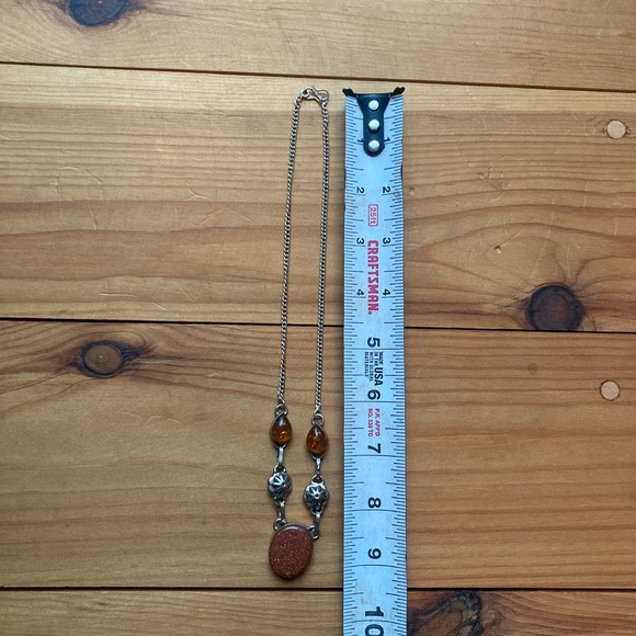 Sterling, goldstone and amber necklace - Picture 7 of 8